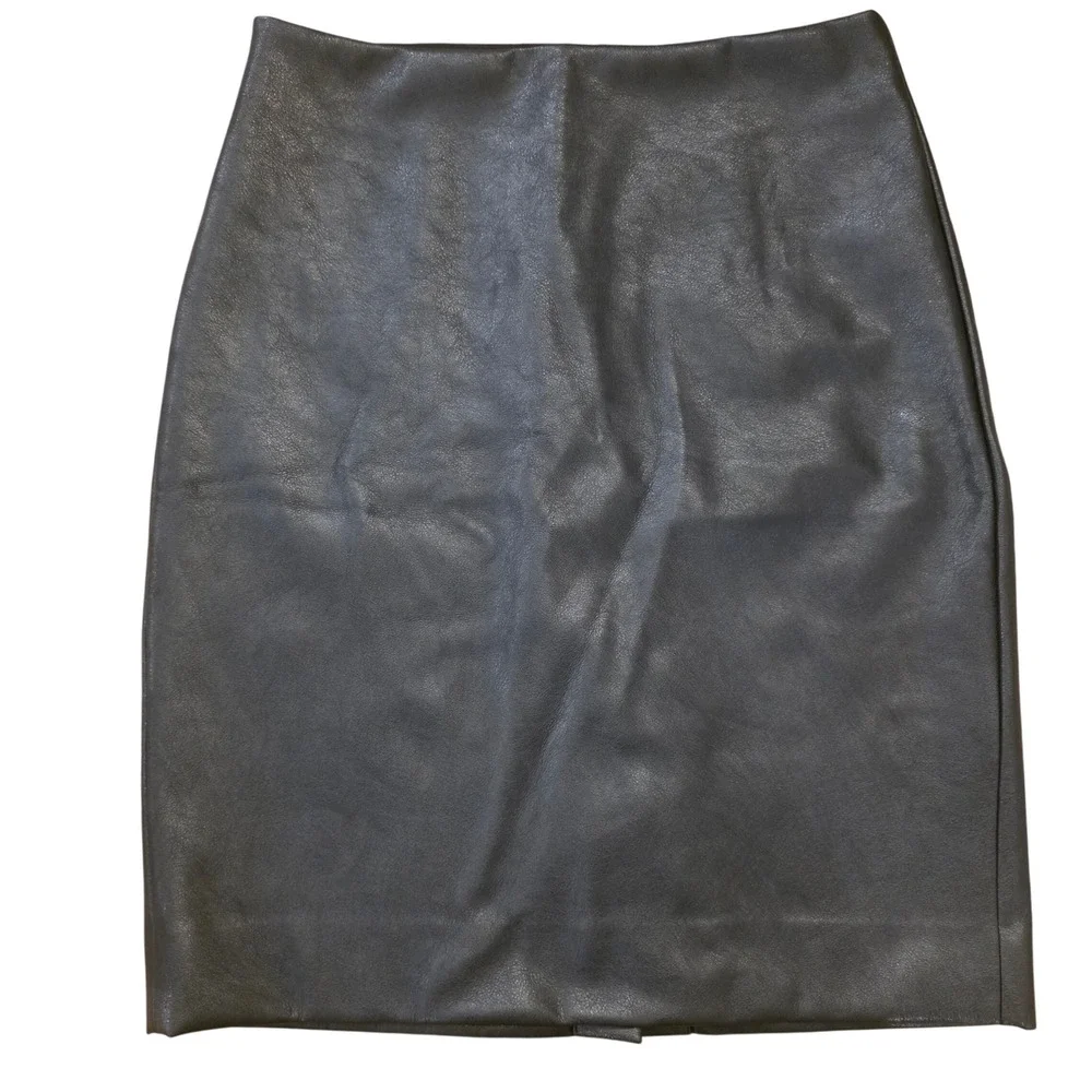 J.CREW Black Vegan Leather Pencil Skirt Sz 6 Classic High‎ Waist Minimalist Chic